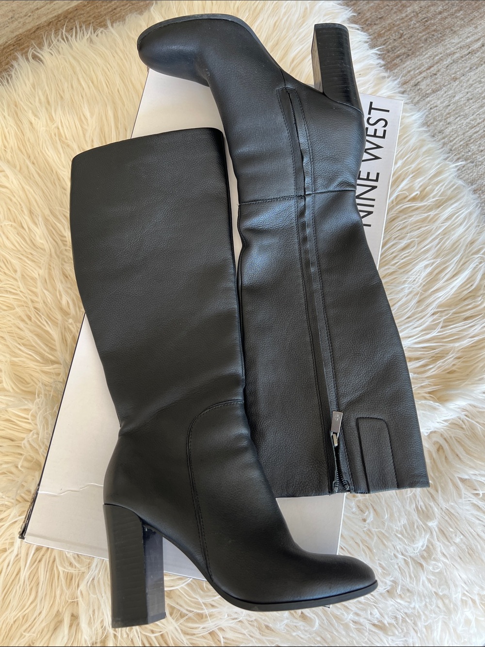 Nine West Black Over-the-Knee Block Heel Boots